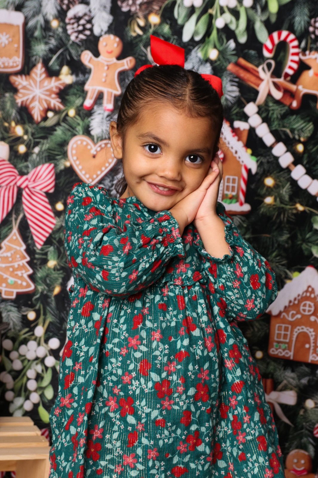 Holiday portrait with festive decorations
